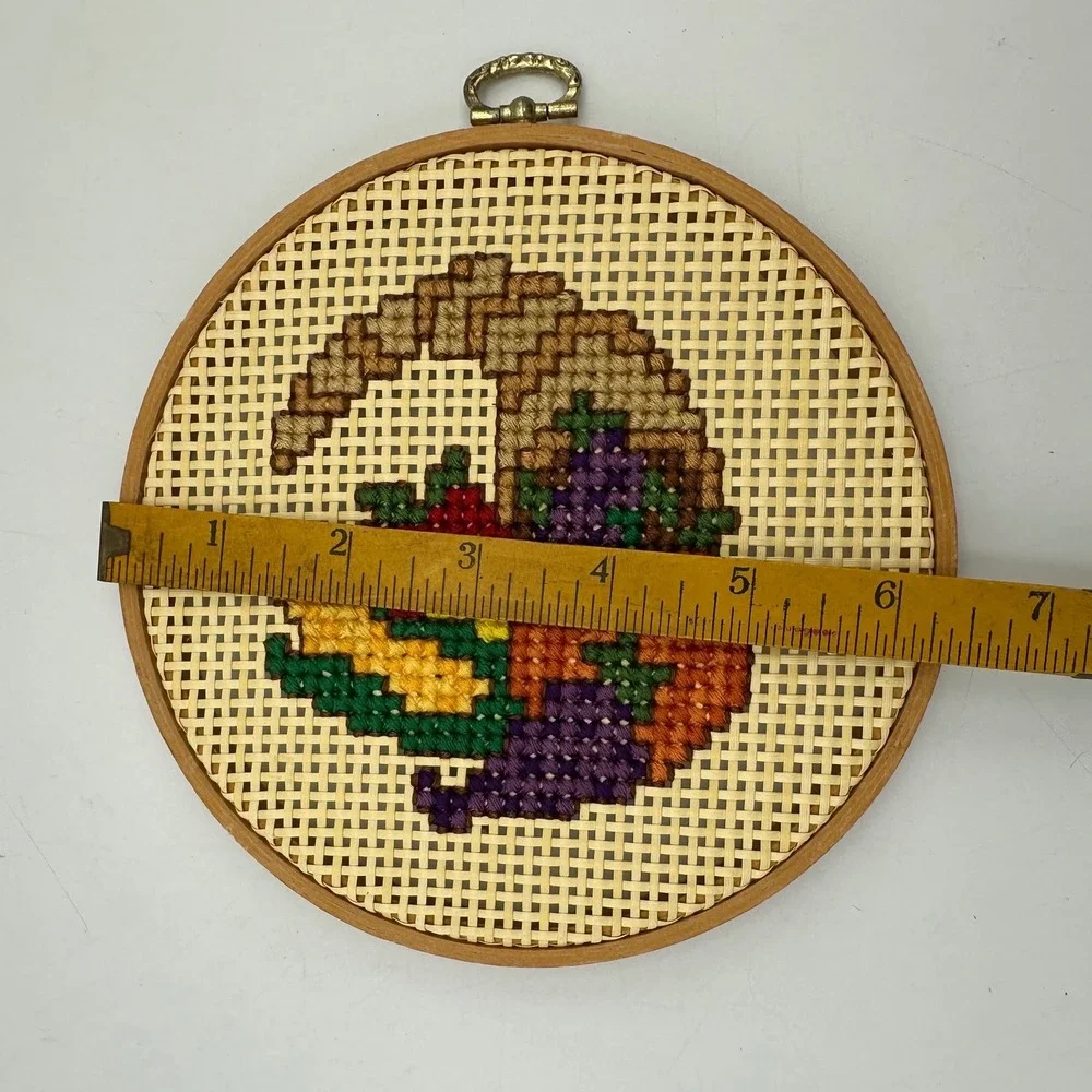 Vintage Cornucopia Cross Stitch Framed Thanksgiving Fall Decor‎ 6